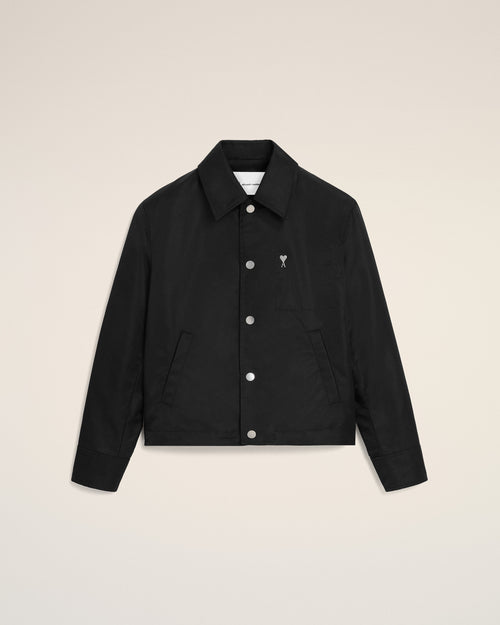 Blouson Noir Boutonné Rivet Ami De Coeur en Nylon - 2 - Ami Paris