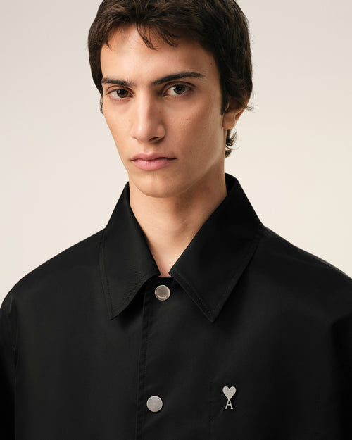 Black Nylon Ami De Coeur Stud Buttoned Jacket - 4 - Ami Paris