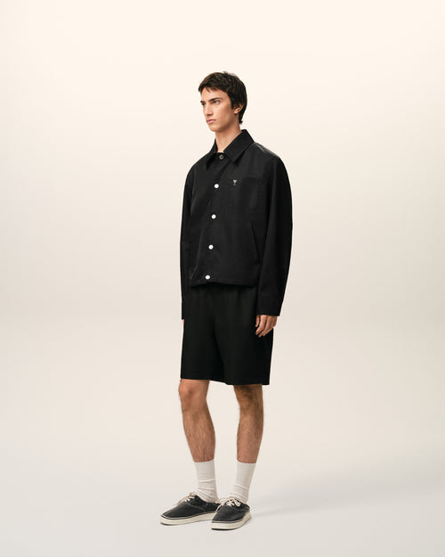 Black Nylon Ami De Coeur Stud Buttoned Jacket - Man - 6 - AMI Paris - Ami Paris