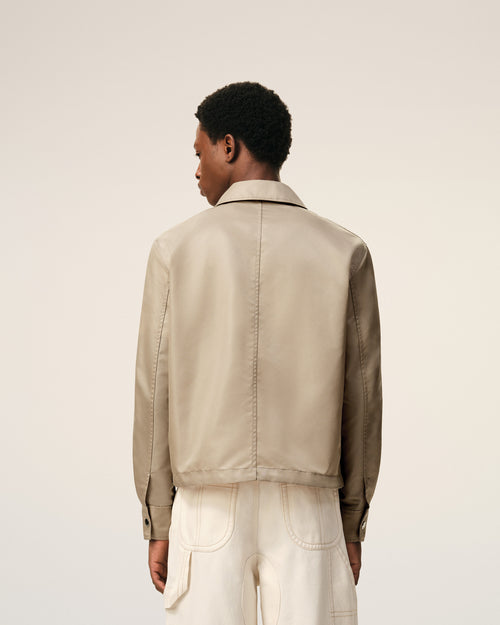 Beige Nylon Ami De Coeur Stud Buttoned Jacket - 5 - Ami Paris