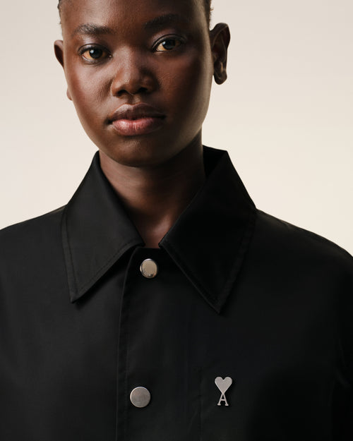 Black Nylon Ami De Coeur Stud Buttoned Jacket - 10 - Ami Paris
