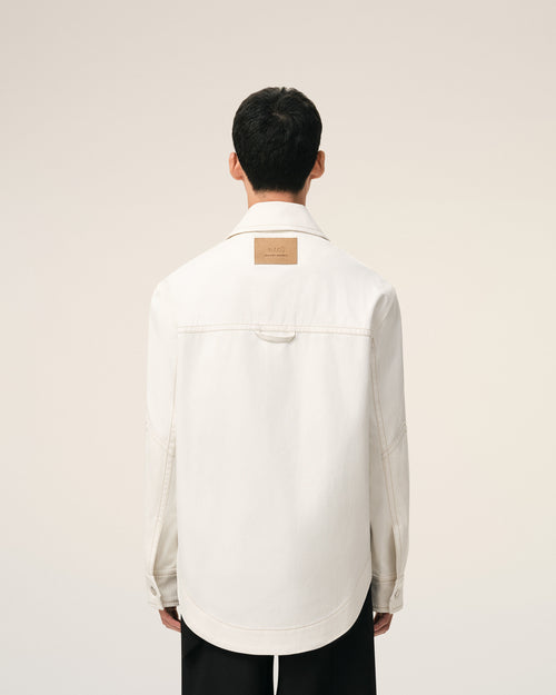 Chaqueta Worker abotonada de algodón blanca - 5 - Ami Paris