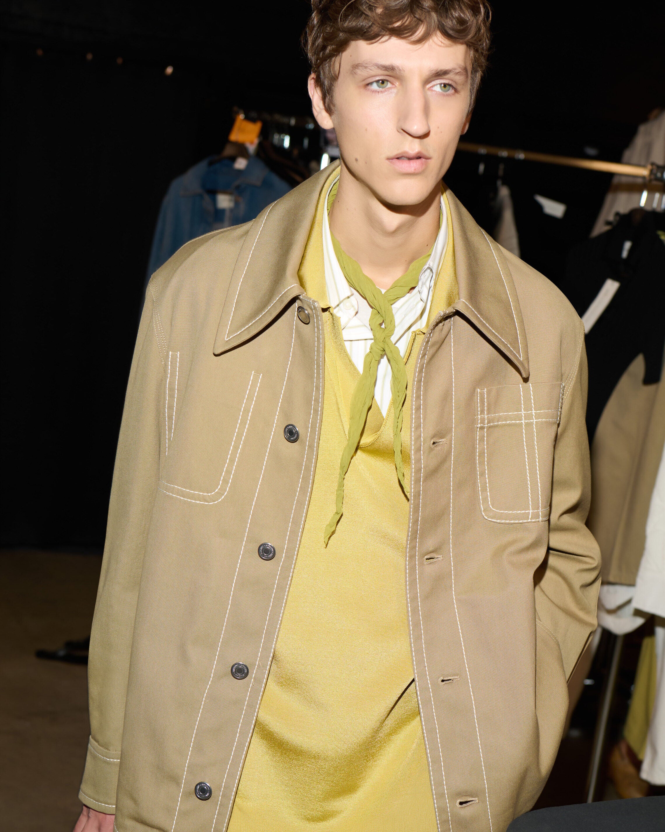 Beige Cotton Worker Buttoned Jacket - 7