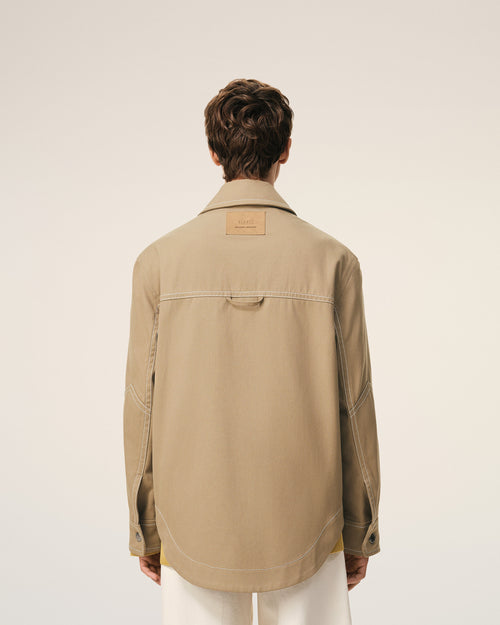 Beige Cotton Worker Buttoned Jacket - 5 - Ami Paris