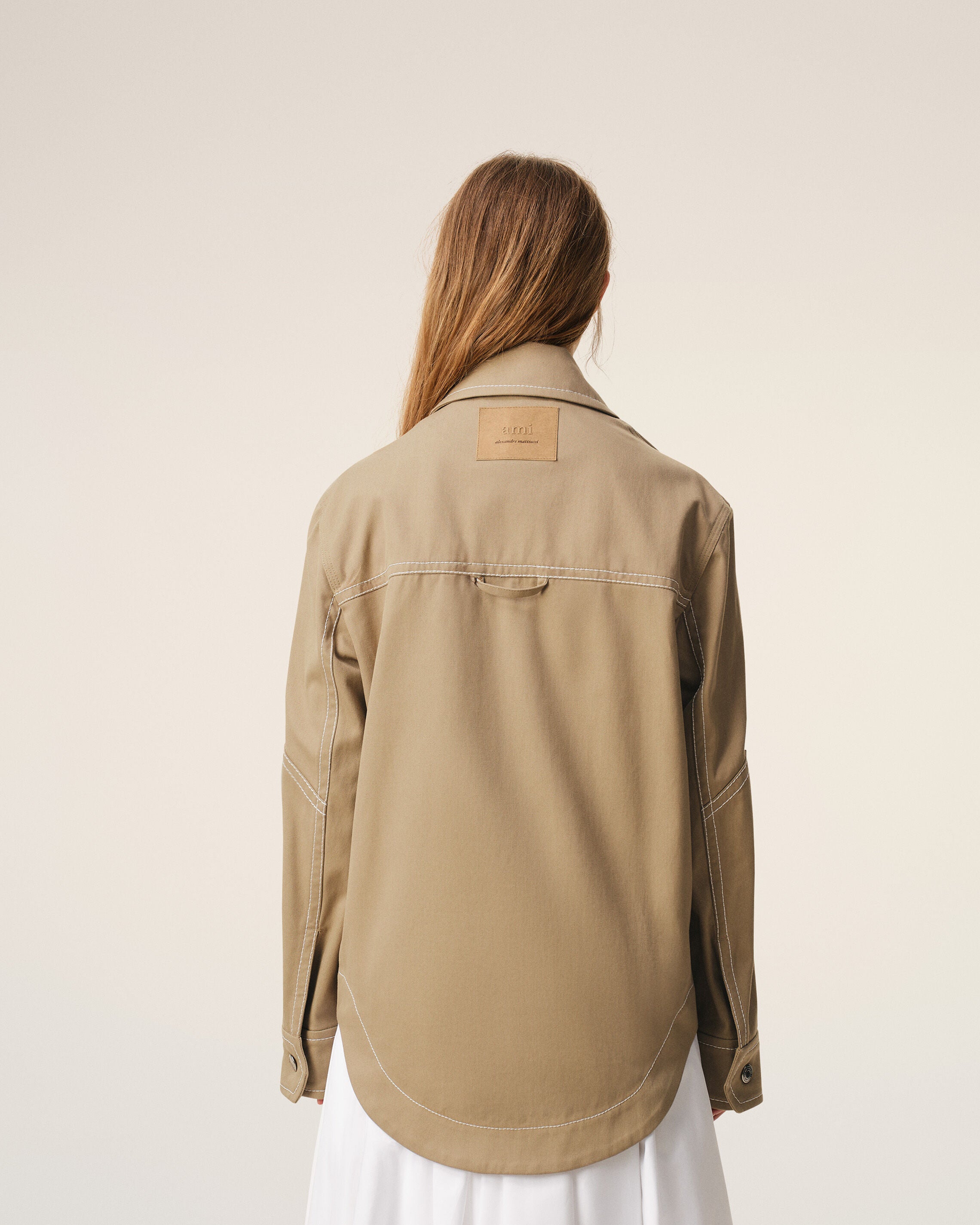 Beige Cotton Worker Buttoned Jacket - 12