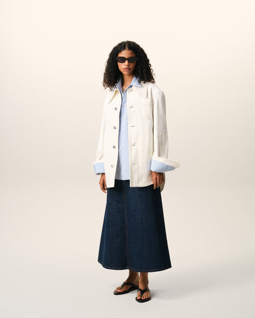                                 White Cotton Worker Buttoned Jacket - 3                             - Ami Paris