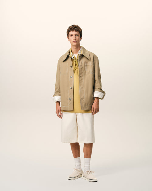 Beige Cotton Worker Buttoned Jacket - 2 - Ami Paris