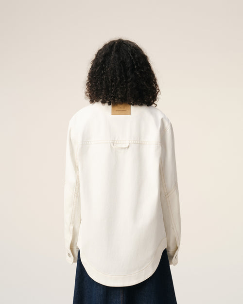 White Cotton Worker Buttoned Jacket - 12 - Ami Paris