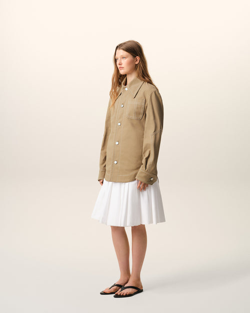 Beige Cotton Worker Buttoned Jacket - Woman - 13 - AMI Paris - Ami Paris