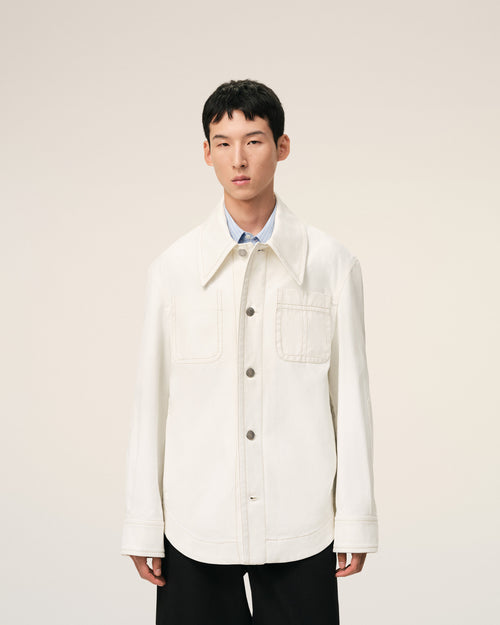 Chaqueta Worker abotonada de algodón blanca - 3 - Ami Paris