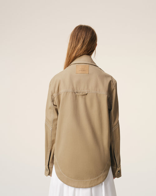 Beige Cotton Worker Buttoned Jacket - 11 - Ami Paris