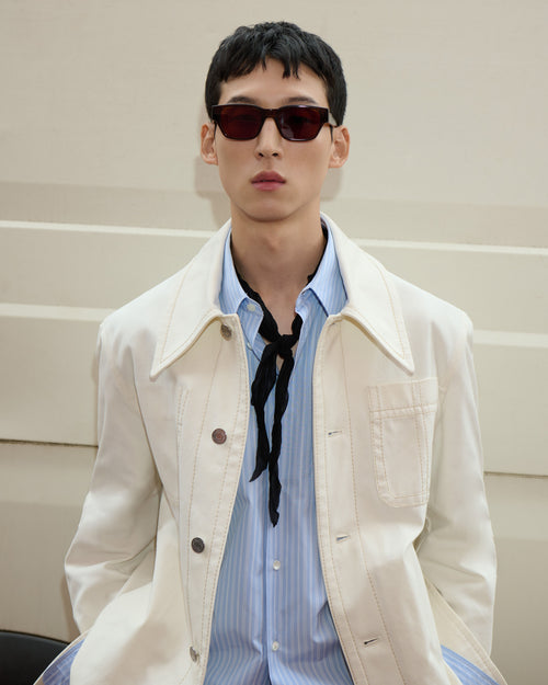 White Cotton Worker Buttoned Jacket - 7 - Ami Paris