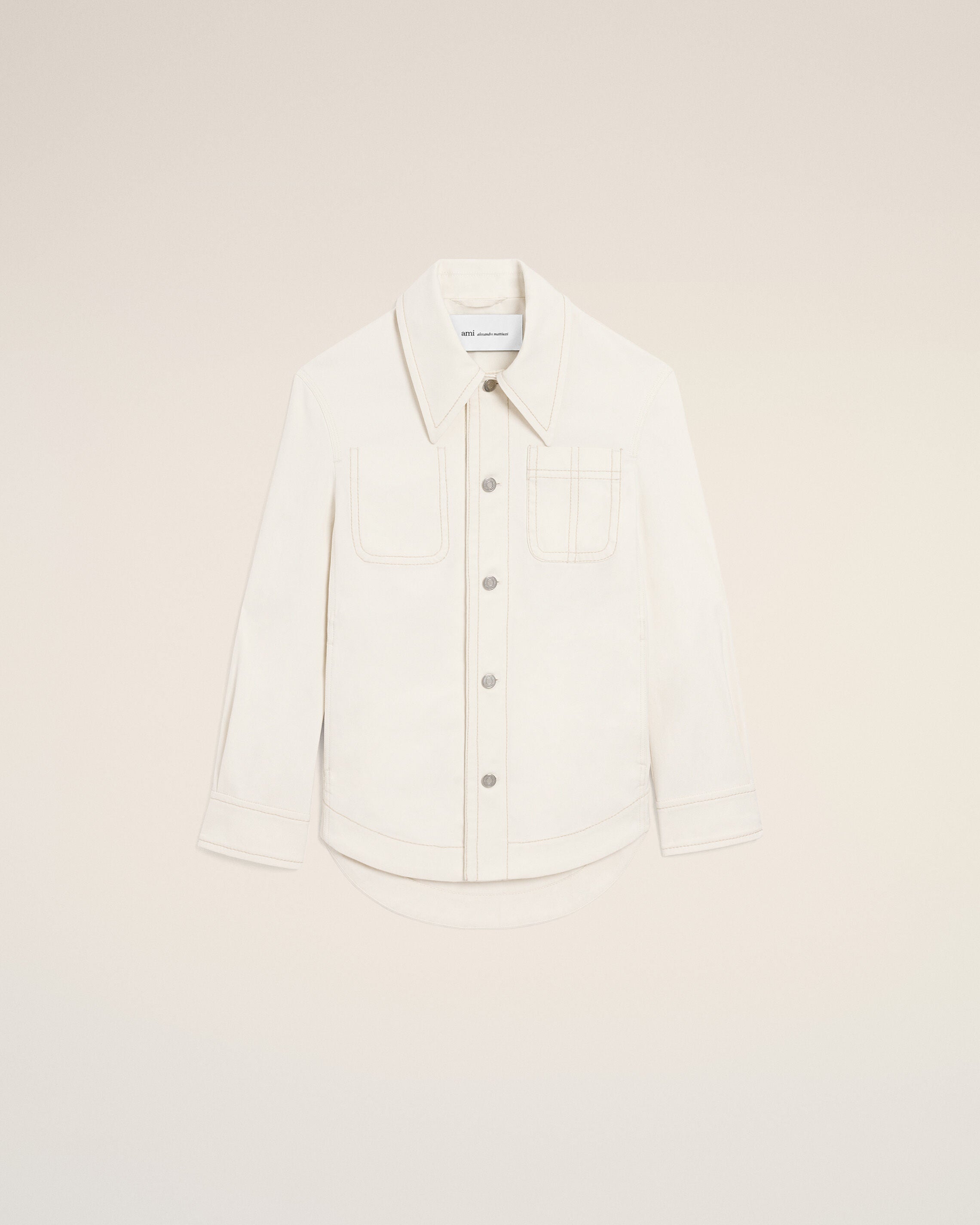 White Cotton Worker Buttoned Jacket - 8
