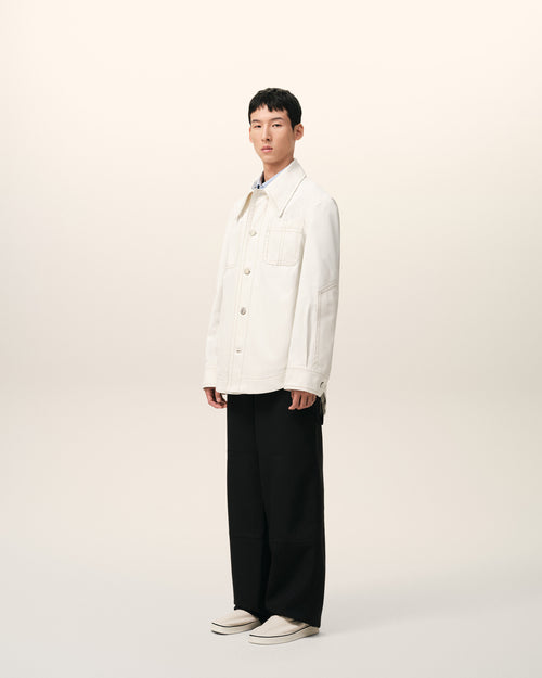 White Cotton Worker Buttoned Jacket - 6 - Ami Paris