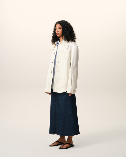 Chaqueta Worker abotonada de algodón blanca - 13 - Ami Paris