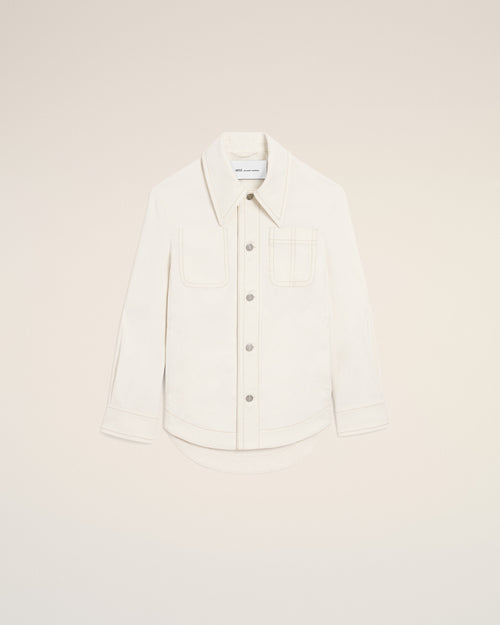                                 White Cotton Worker Buttoned Jacket - 3                             - Ami Paris