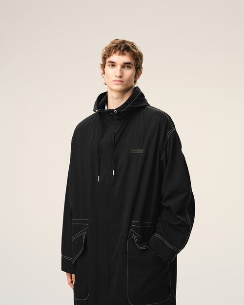 Parka Longue Noire en Nylon - 3 - Ami Paris