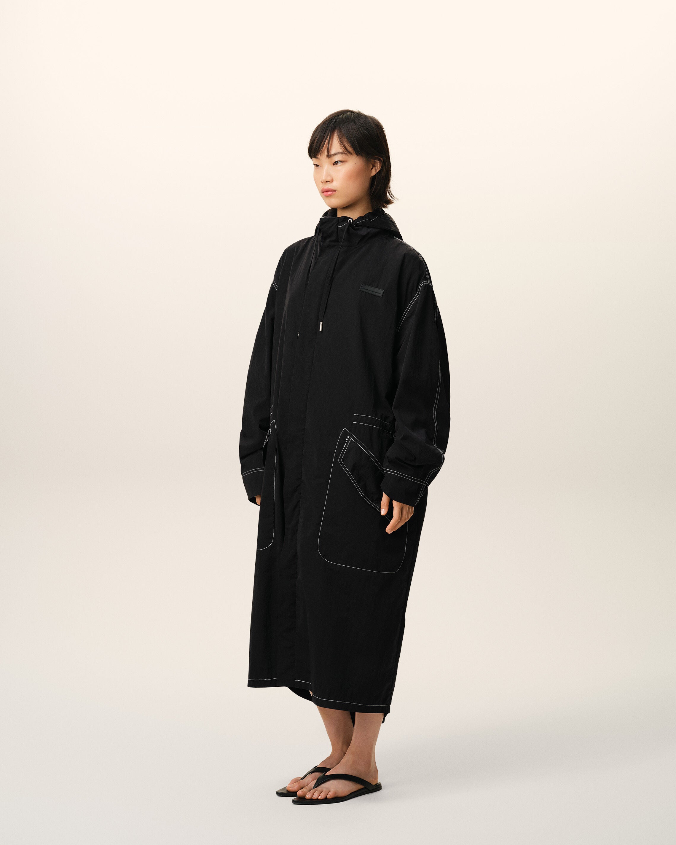 Black Nylon Long Parka - 12