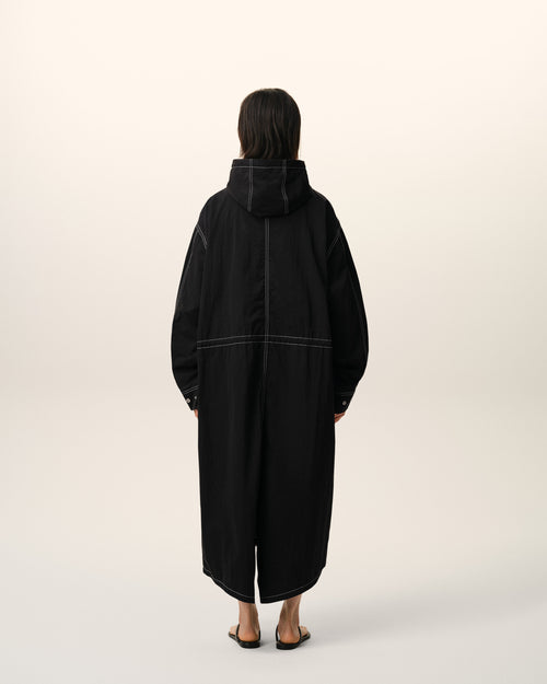 Parka Longue Noire en Nylon - 12 - Ami Paris