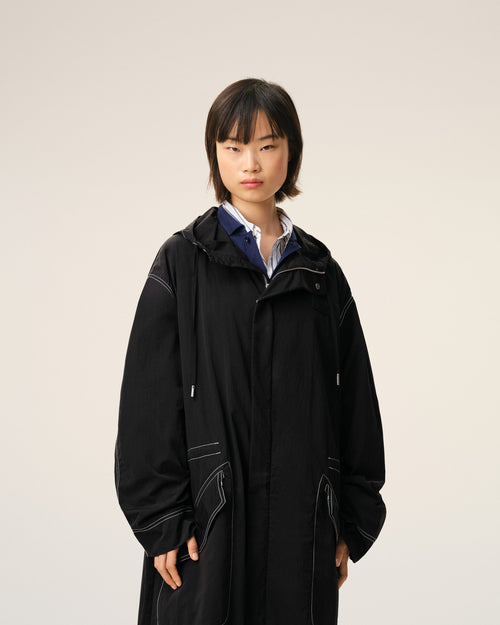 Parka Longue Noire en Nylon - 10 - Ami Paris
