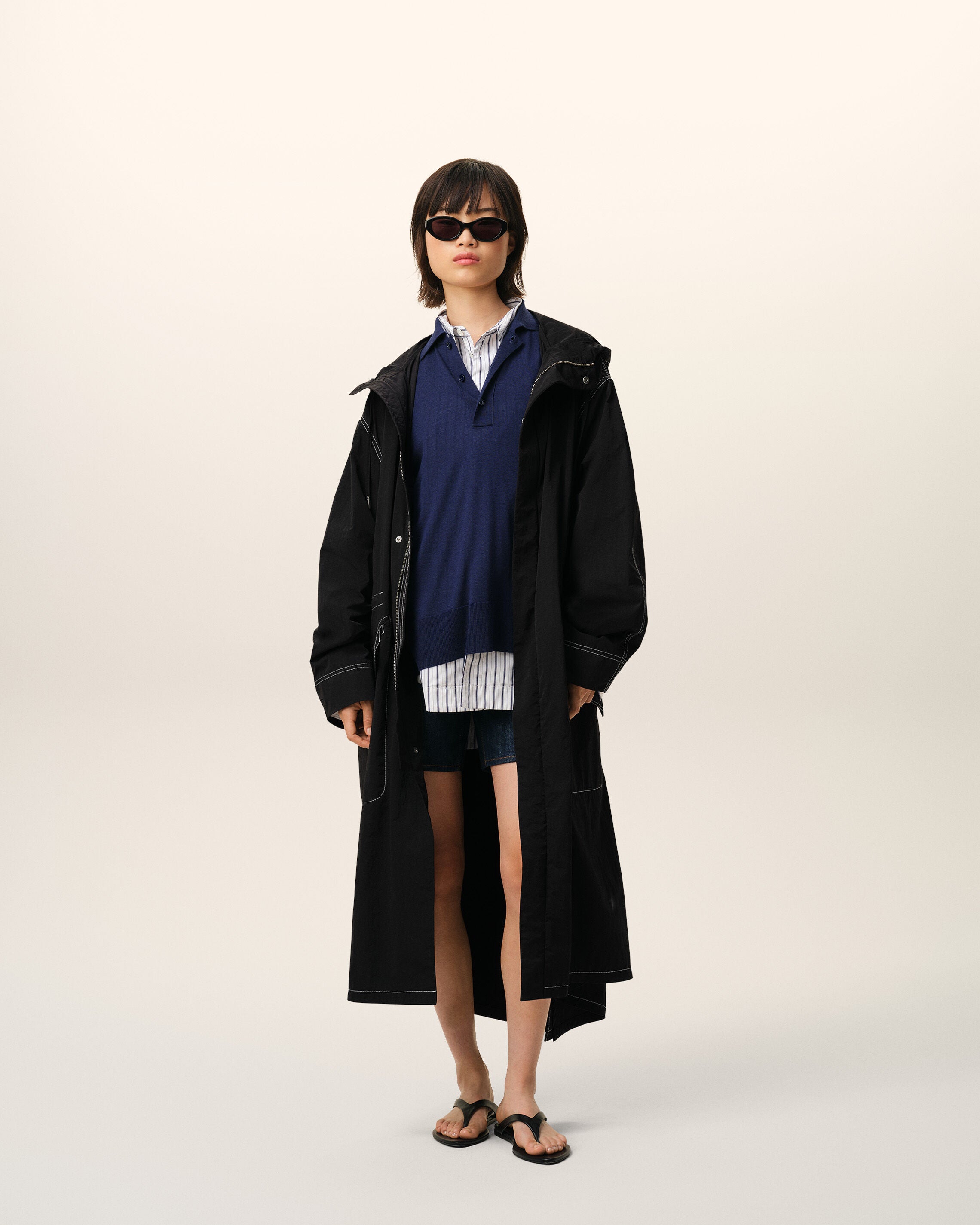 Black Nylon Long Parka - 9