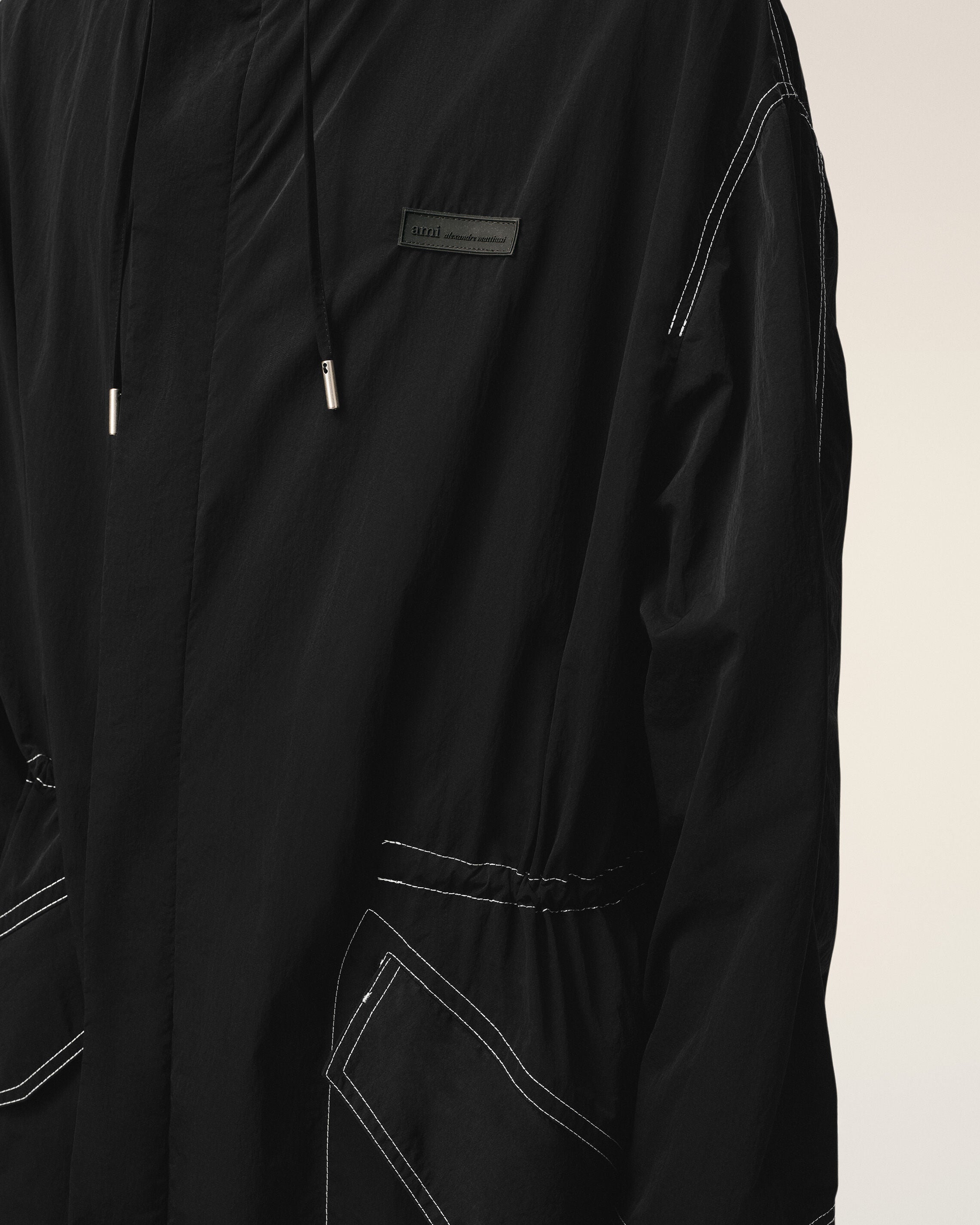 Black Nylon Long Parka - 4