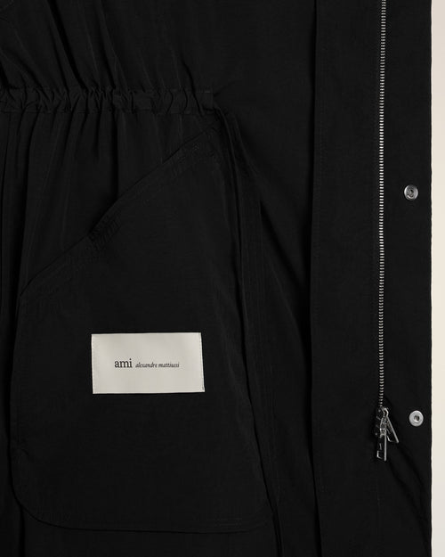 Parka Longue Noire en Nylon - 14 - Ami Paris