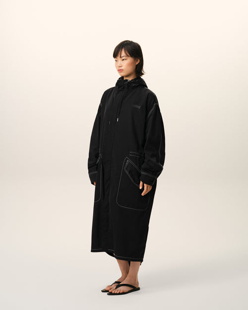 Black Nylon Long Parka - 13 - Ami Paris