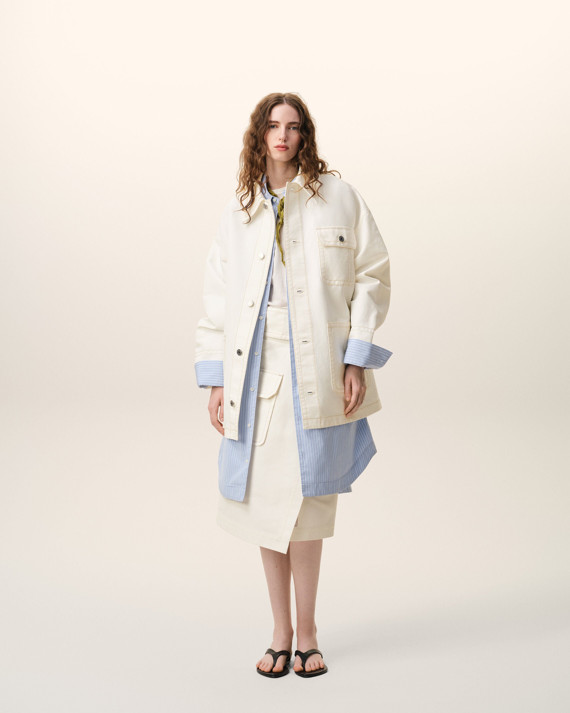 White Cotton Worker Jacket - 8