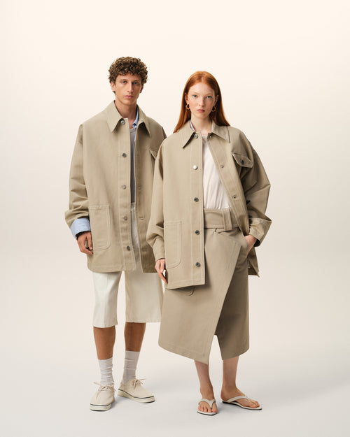 Beige Cotton Worker Jacket - 13 - Ami Paris