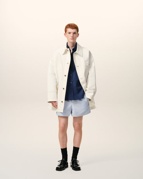 White Cotton Worker Jacket - 1 - Ami Paris