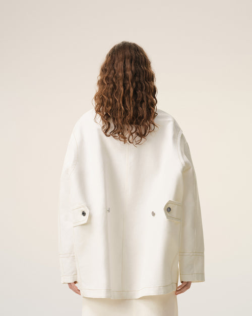 White Cotton Worker Jacket - Woman - 11 - AMI Paris - Ami Paris