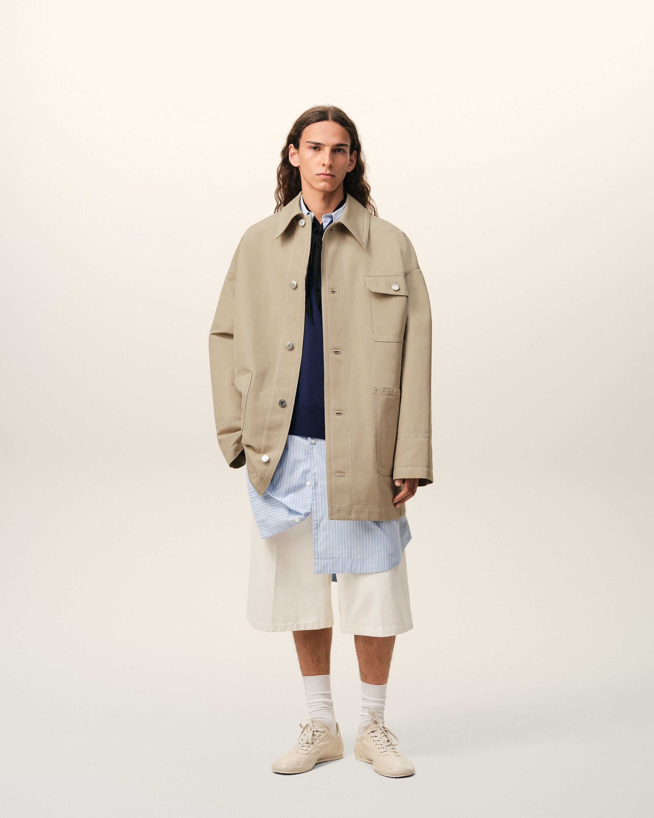 Beige Cotton Worker Jacket - 2