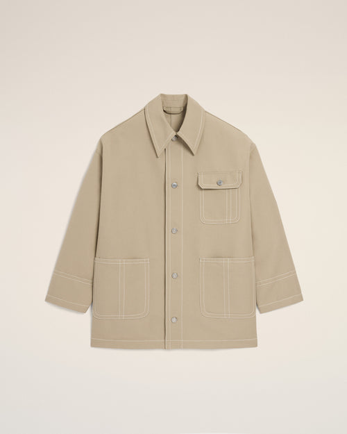                                 Beige Cotton Worker Jacket - 3                             - Ami Paris