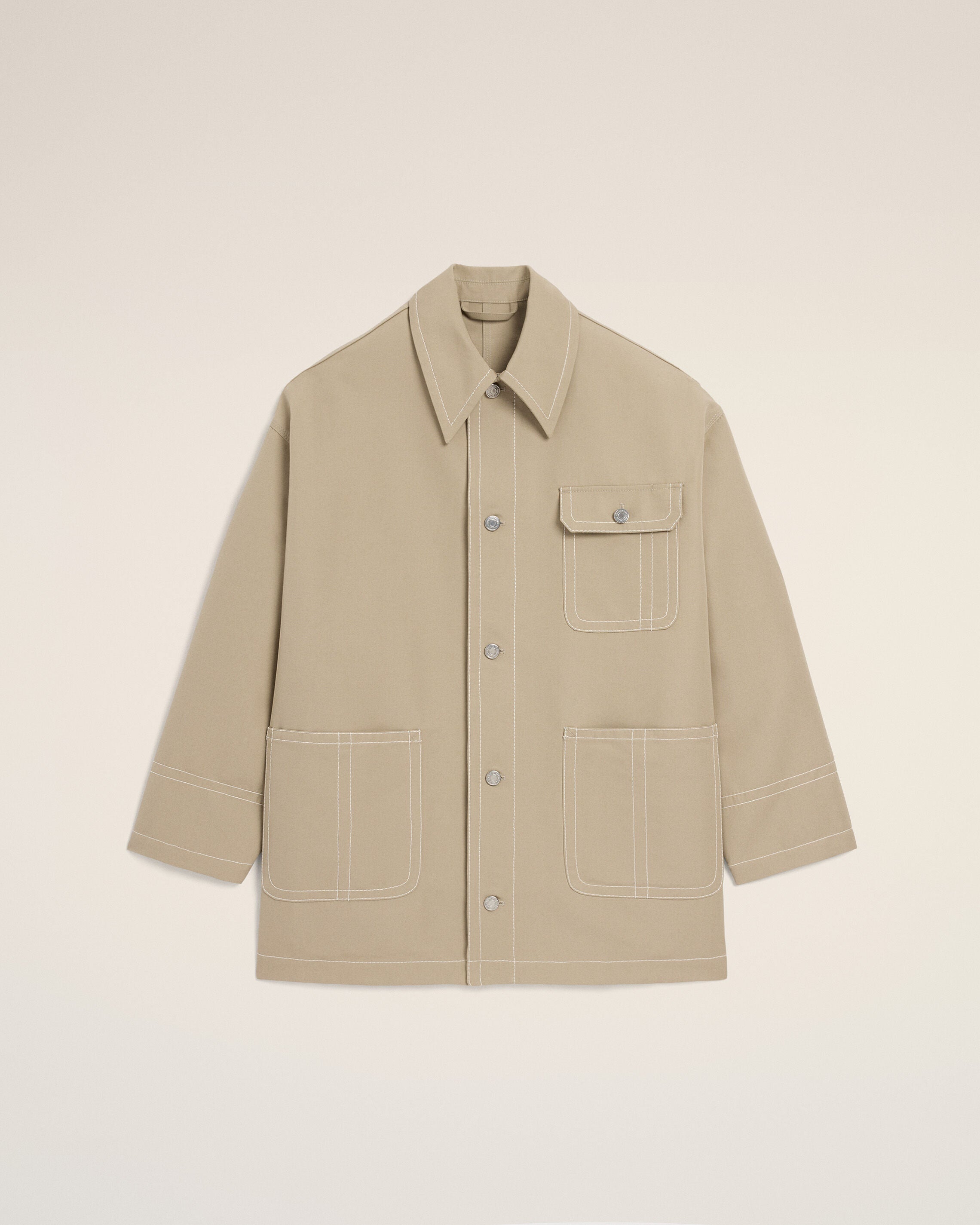 Beige Cotton Worker Jacket - 1