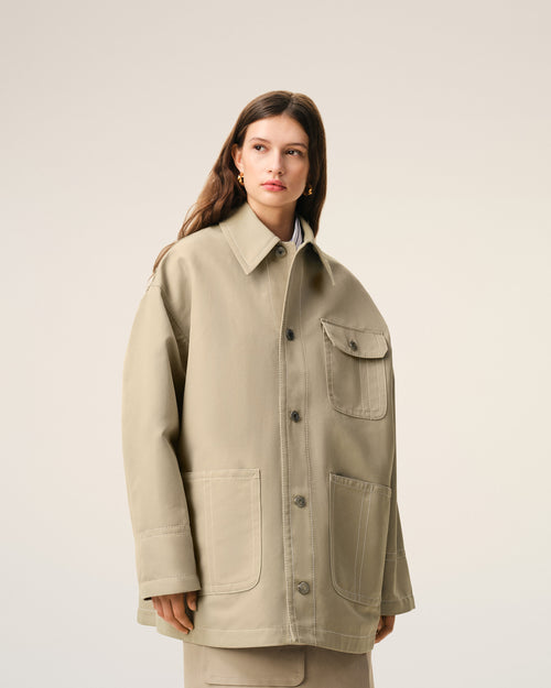 Beige Cotton Worker Jacket - 9 - Ami Paris