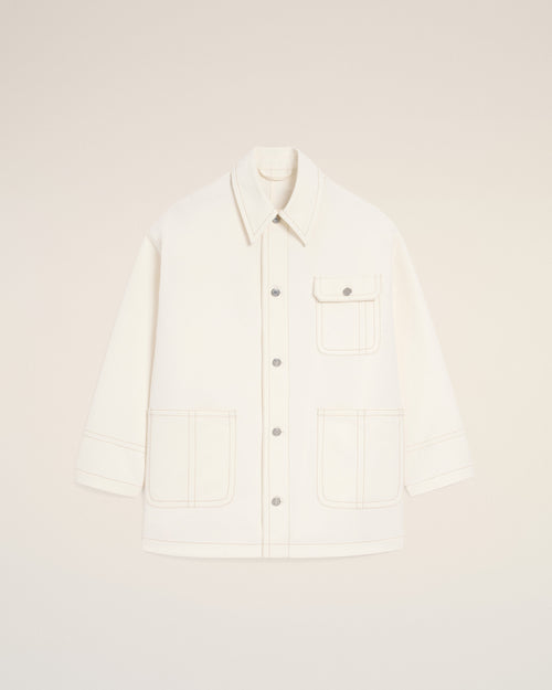                                     White Cotton Worker Jacket - 3                                 - Ami Paris
