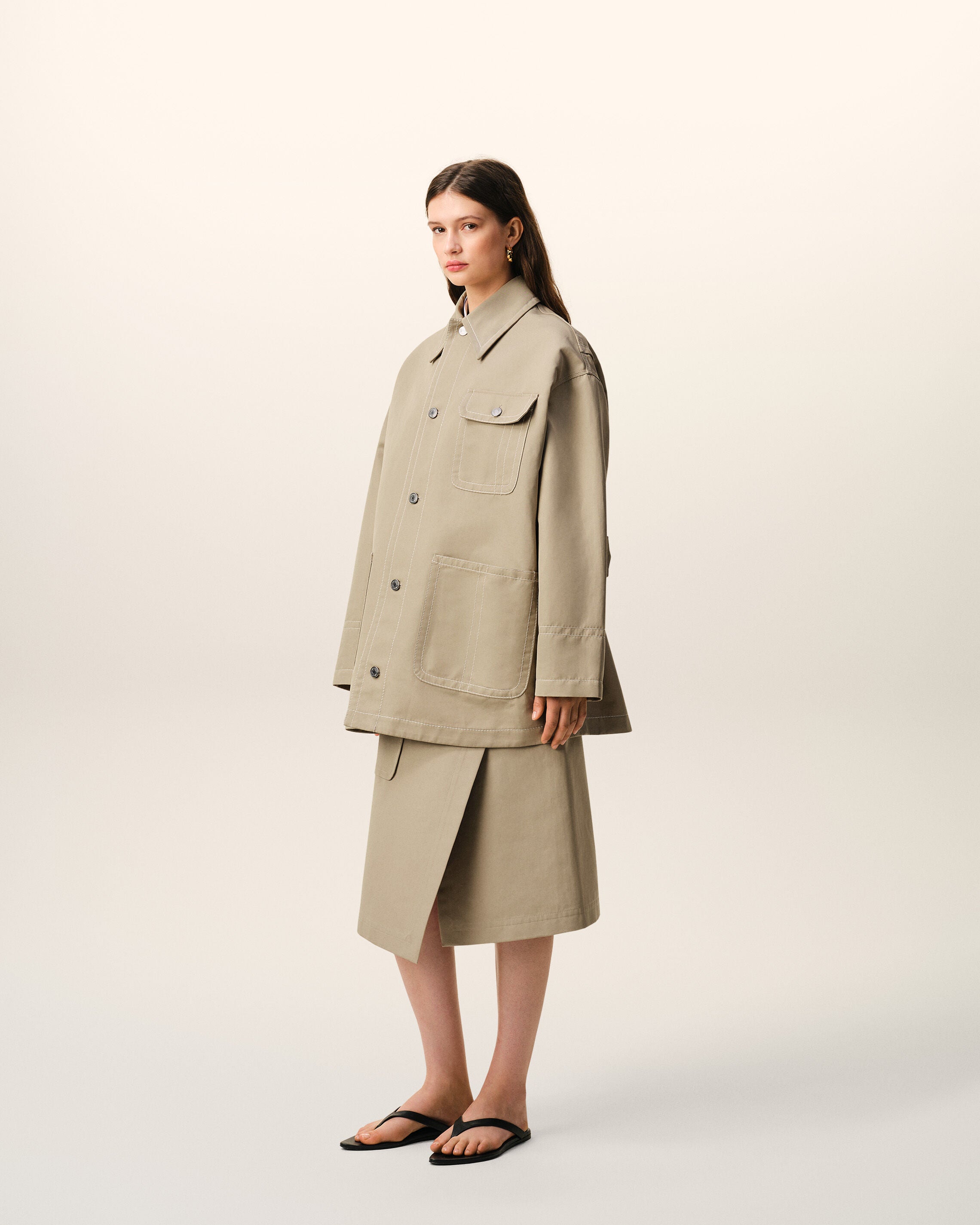 Beige Cotton Worker Jacket - 12