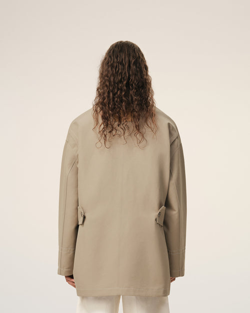 Beige Cotton Worker Jacket - 5 - Ami Paris