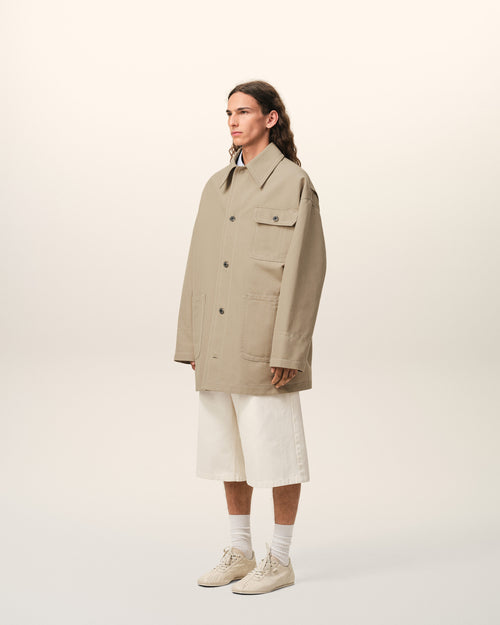 Beige Cotton Worker Jacket - 6 - Ami Paris