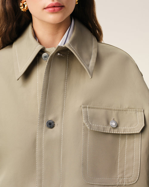 Beige Cotton Worker Jacket - 10 - Ami Paris
