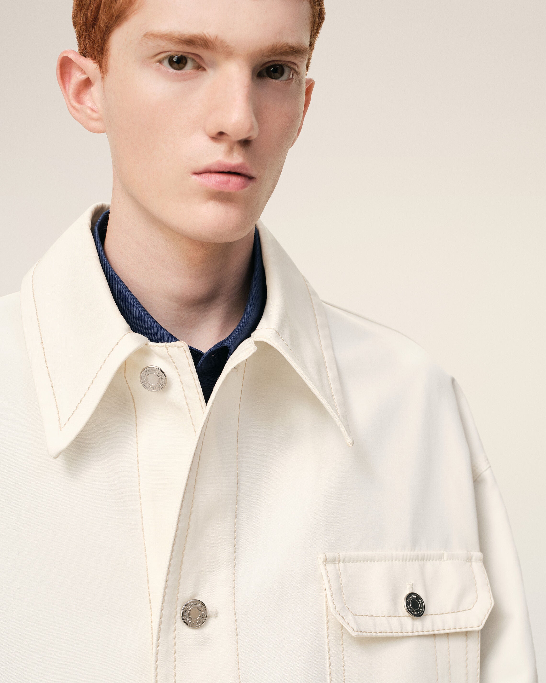 White Cotton Worker Jacket - 4