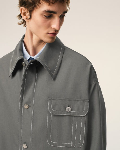Chaqueta de trabajo de lana virgen gris - Hombre - 4 - AMI Paris - Ami Paris