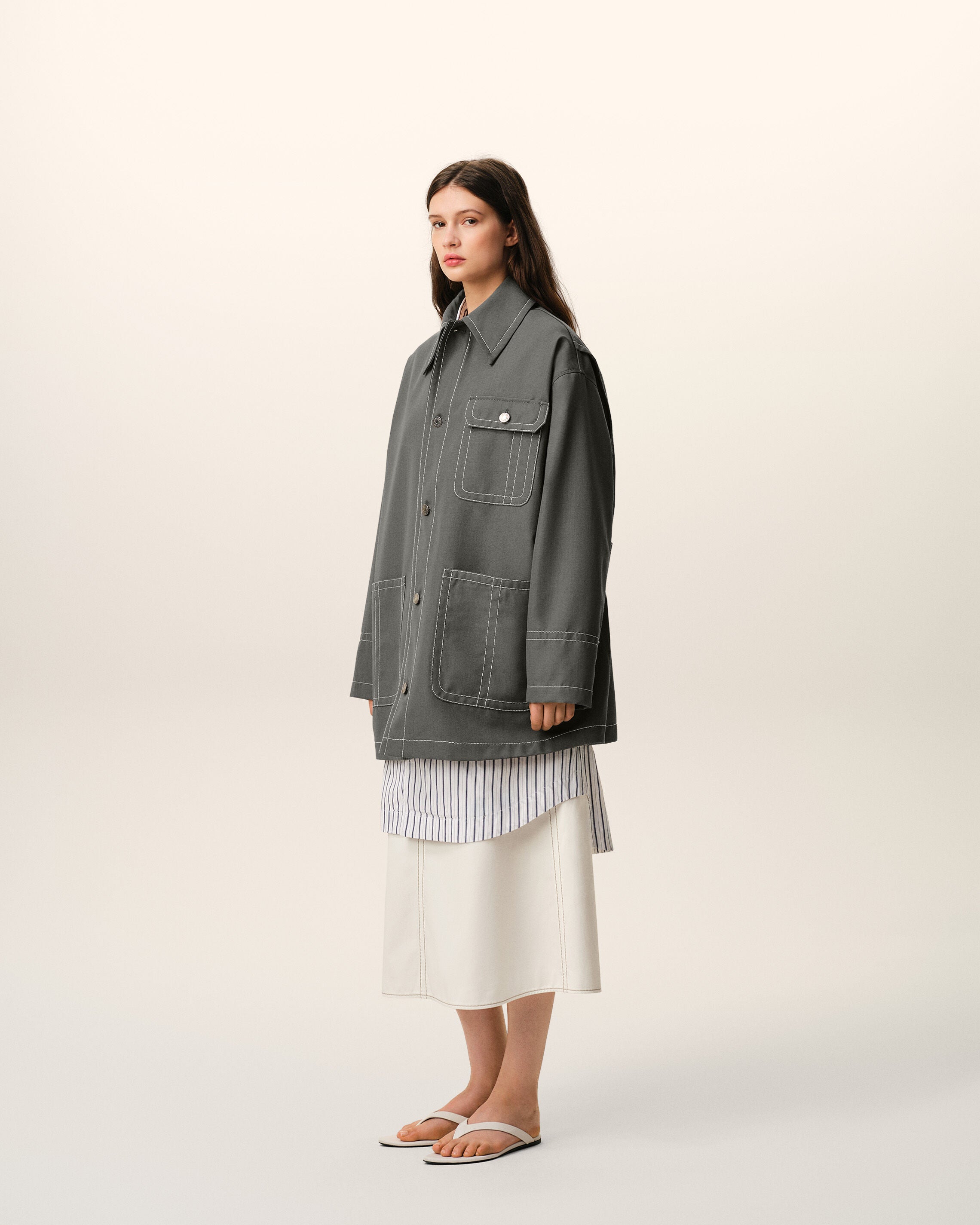 Chaqueta de trabajo de lana virgen gris - 11