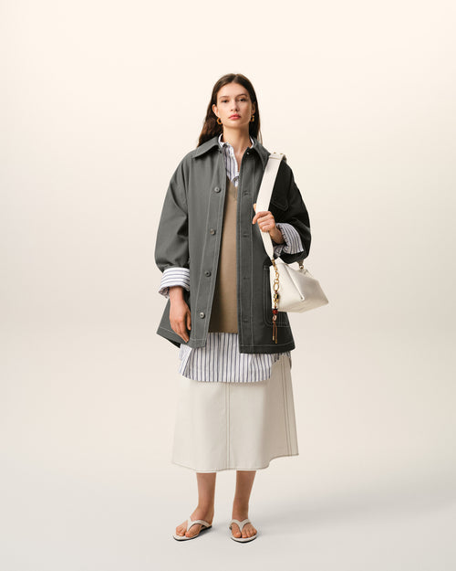                                     Chaqueta de trabajo de lana virgen gris - 3                                 - Ami Paris