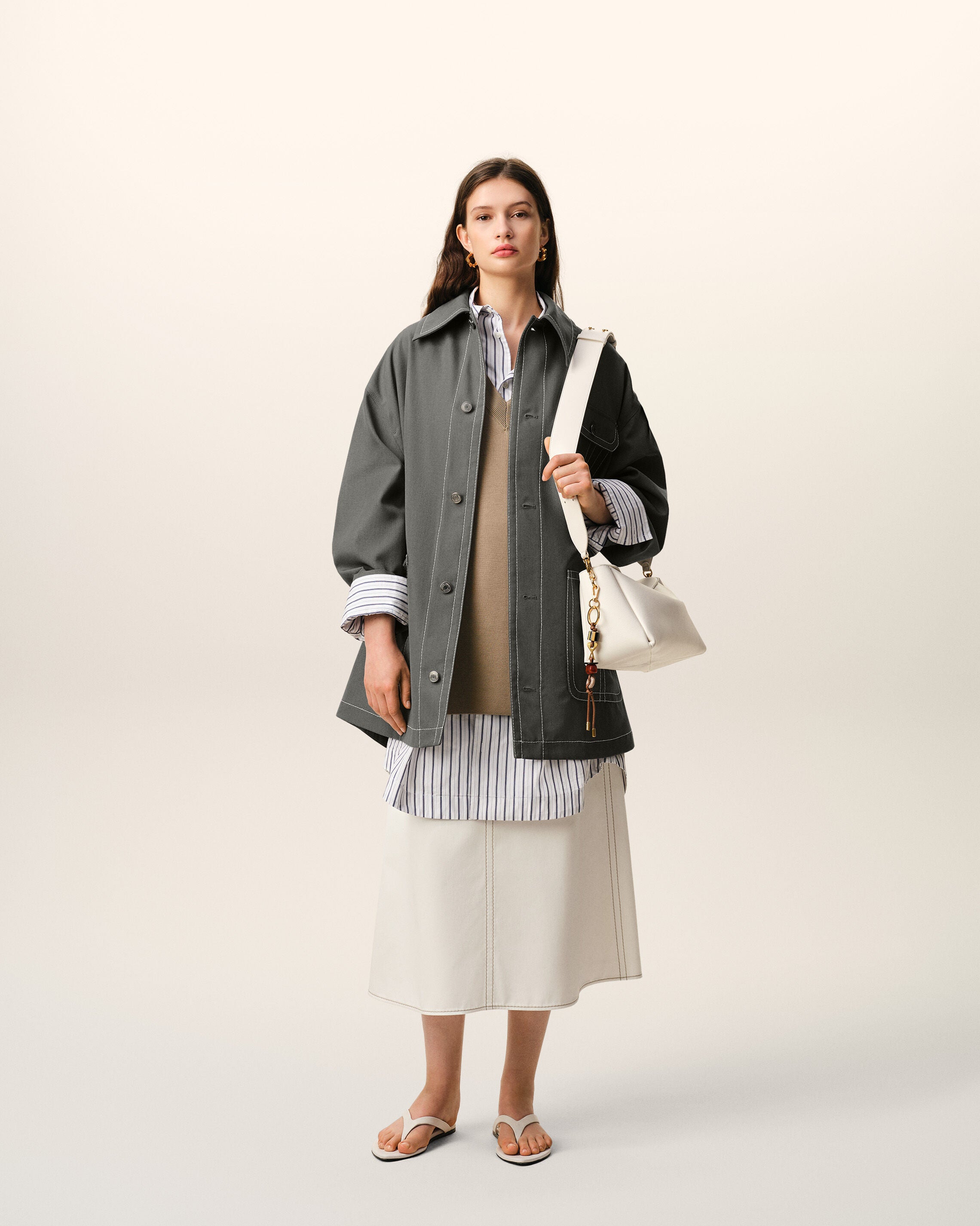 Chaqueta de trabajo de lana virgen gris - 7