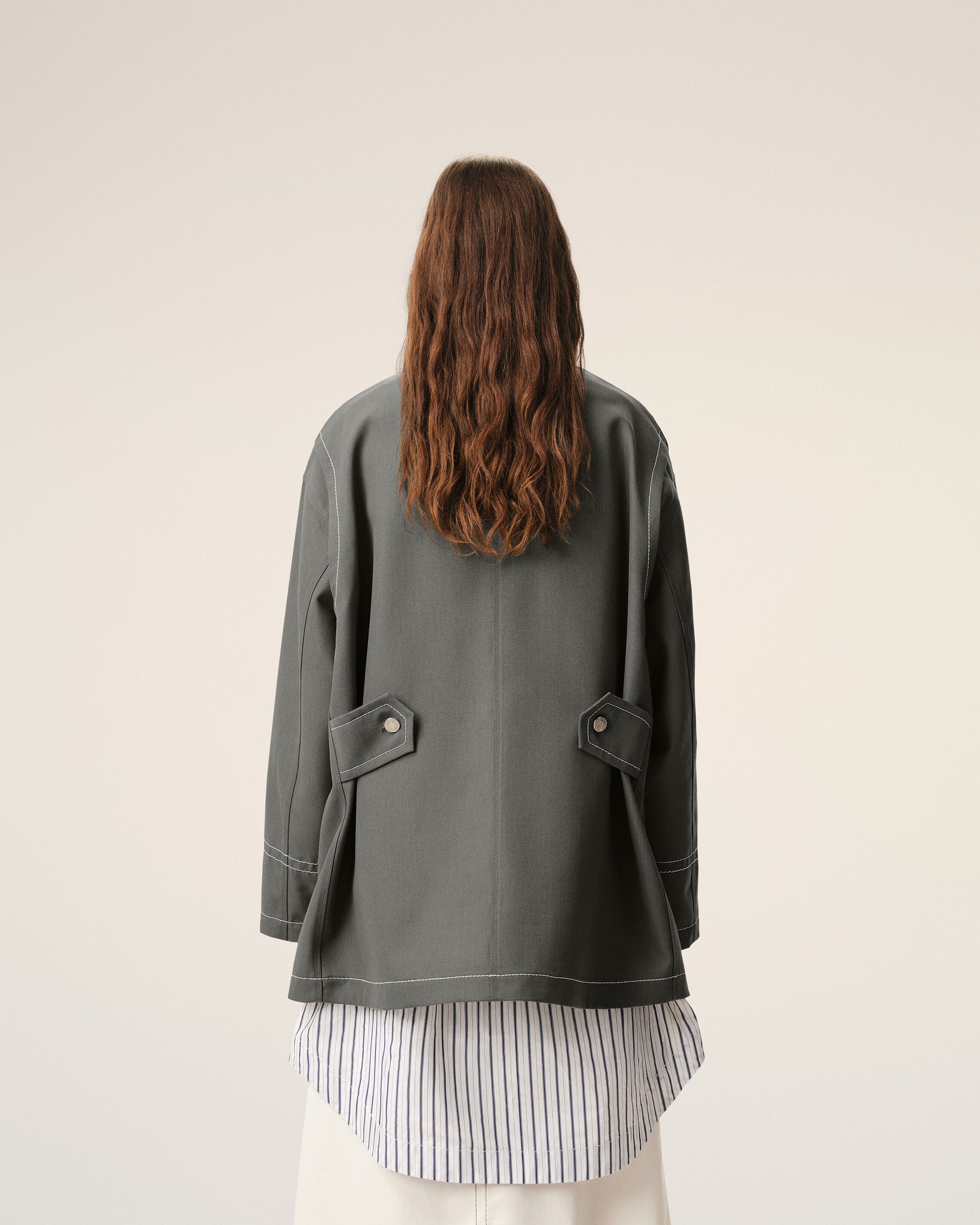 Chaqueta de trabajo de lana virgen gris - 10