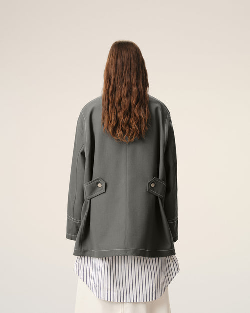Chaqueta de trabajo de lana virgen gris - Mujer - 10 - AMI Paris - Ami Paris