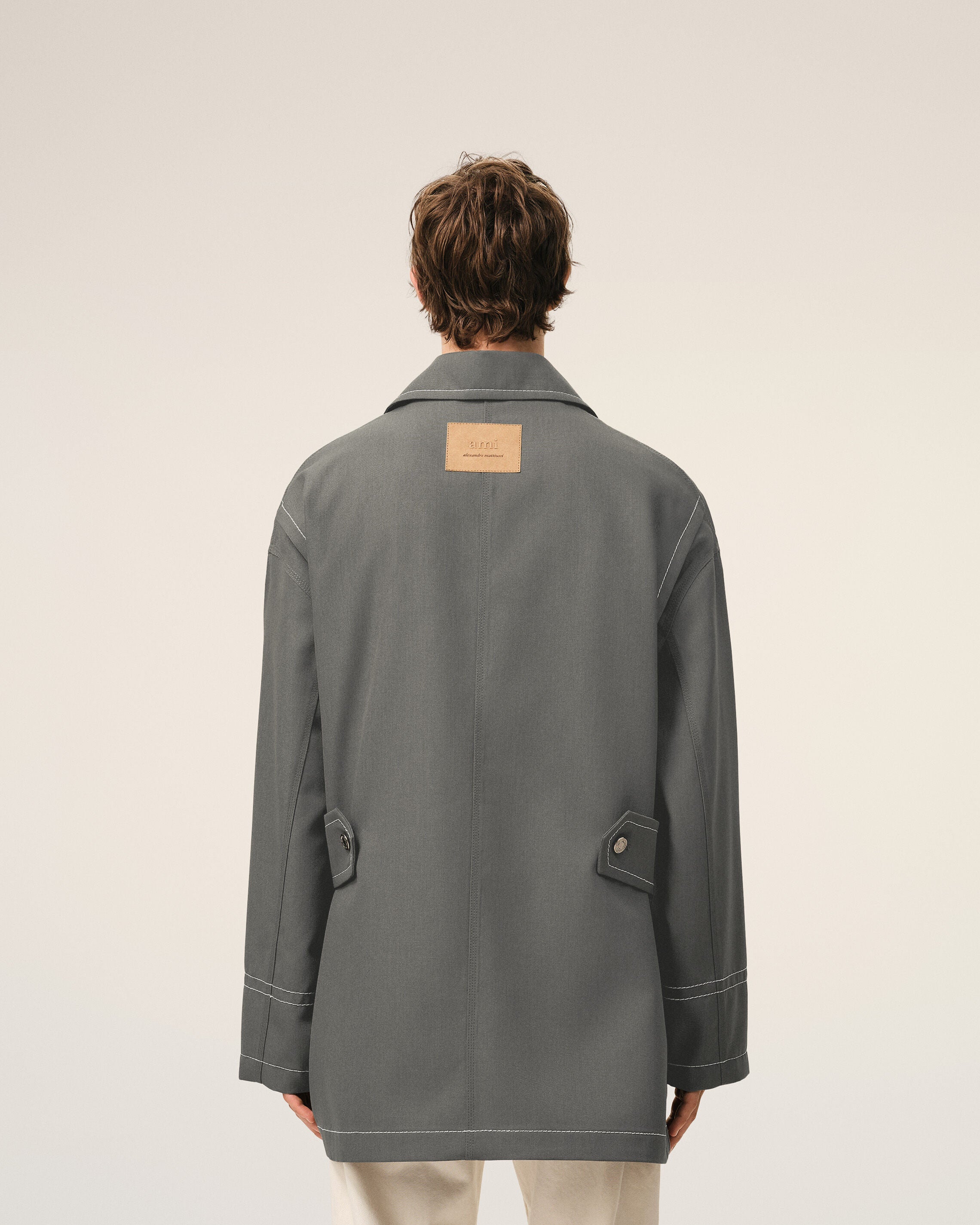 Chaqueta de trabajo de lana virgen gris - 12