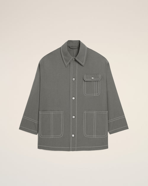 Chaqueta de trabajo de lana virgen gris - CARBÓN - Ami Paris